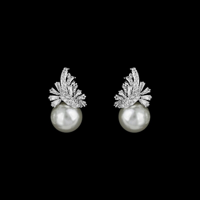 Elegant CZ and Pearl Earrings