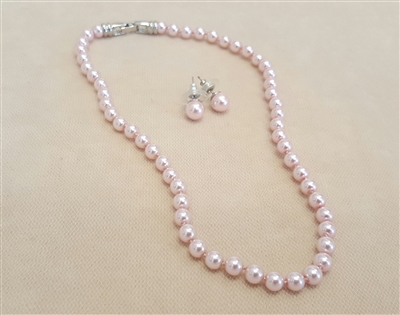 Pink Glass Bead Necklace Set