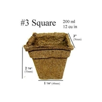 COW POTS 100% BIODEGRADABLE POT 3 INCH SQUARE, EACH