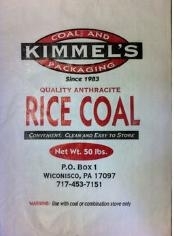 KIMMEL'S ANTHRACITE COAL, RICE COAL 50LB BAGS