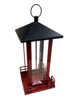 RED METAL BIRD FEEDER