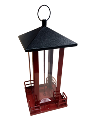 RED METAL BIRD FEEDER
