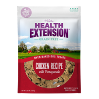 HEALTH EXTENSION GF DOG TREATS CKN POM 6OZ