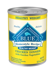 BLUE BUFFALO HOMESTYLE RECIPE CHICKEN DINNER  W/ GARDEN VEGETABLES ADULT DOG HEALTHY WEIGHT 12.5OZ  - CASE OF 12