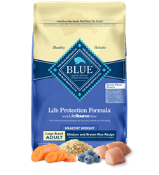 BLUE BUFFALO LIFE PROTECTION FORMULA ADULT DOG HEALTHY WEIGHT LARGE BREED CHICKEN & BROWN RICE 30LB