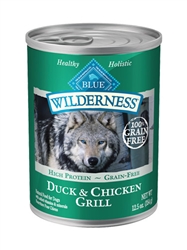 BLUE BUFFALO WILDERNESS DUCK & CHICKEN GRILL FOR ADULT DOGS 12.5OZ - CASE OF 12