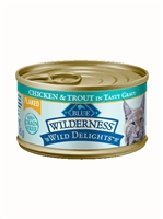 BLUE BUFFALO WILDERNESS WILD DELIGHTS FLAKED CHICKEN & TROUT ADULT CAT 5.5OZ - CASE OF 24