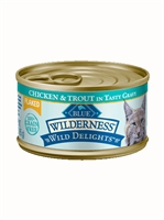 BLUE BUFFALO WILDERNESS WILD DELIGHTS FLAKED CHICKEN & TROUT ADULT CAT 5.5OZ - CASE OF 24
