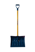 Mt Waldo 18" Snow Shovel/Pusher D-grip, Fiberglass Shaft, Blue