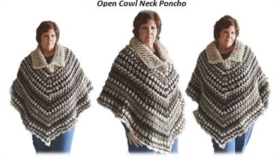 Open Cowl Neck Poncho - Crochet