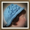 Flapper Flower Hat with Attached Flower - Light Blue