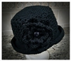 Flapper Flower Hat with Button-On Big Flower - Black
