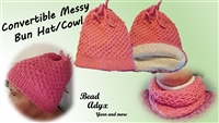 Convertible Messy Bun Hat/Cowl - Rosie Creme