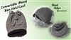 Convertible Messy Bun Hat/Cowl - Grey/Black