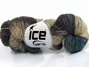 7107 Hand Dyed Sock Yarn  -  Turquoise Camel Shades Black