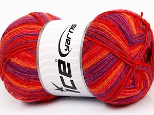 7201 Design Sock Yarn  -  Salmon Red Purple Orange