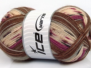 7206 Design Sock Yarn  -   Purple Grey Cream Brown