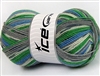 7503 Super Sock Yarn  -     White Grey Shades Green Blue