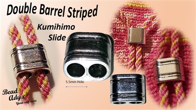 Kumihimo Cord Slide - Double Barrel Striped