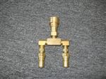 DUAL SOLUTION HOSE "T", 2-M QD'S TO 1-F QD