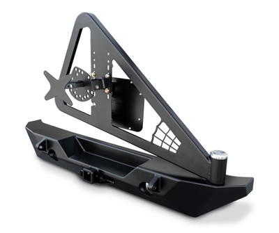 JK RockBrawler II Rear Bumper - Tire Carrier - Black