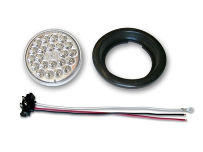 4" 24-LED Taillight Push-In with Pigtail & Grommet - Clear/Red