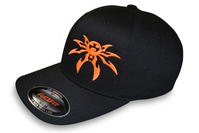 Spyder Logo FlexFit Ball Cap - Black/Orange - Small/Medium