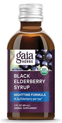 â€‹gaia herbs black elderberry nighttime syrup 3 oz