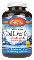 carlson labs cod liver oil gems lemon 150 gels