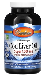 carlson labs super cod liver oil 1000 mg 250 gels