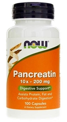 NOW Natural Foods - Pancreatin 10X 200 mg - 100 caps