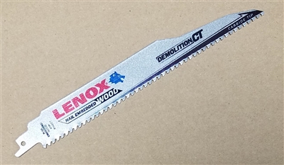 Lenox 956RCT 9" - 6 TPI Heavy Duty Carbide Tipped Wood Cutting Reciprocating Saw Blade