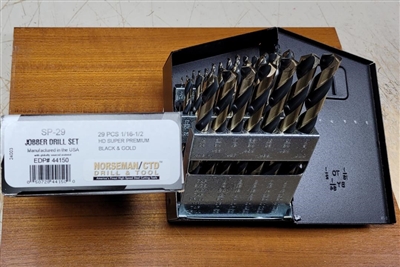 Norseman SP29 Magnum Super Premium Set Jobber Length Black & Gold Drill Set 29pc