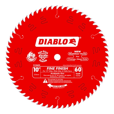 10" x 60T Fine Finish Tipped Diablo Saw Blade