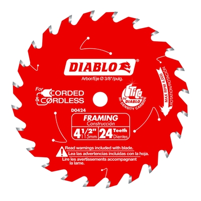 4 1/2" x 24T Carbide Tipped Diablo Saw Blade