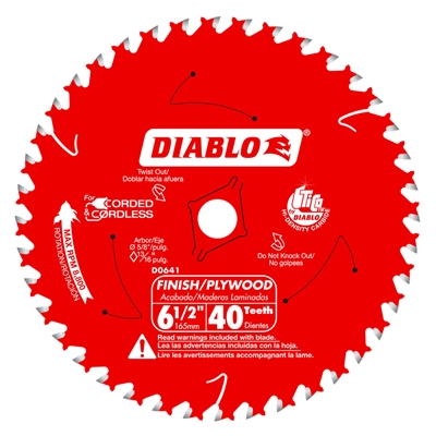 6 1/2" x 40T Carbide Tipped Diablo Saw Blade