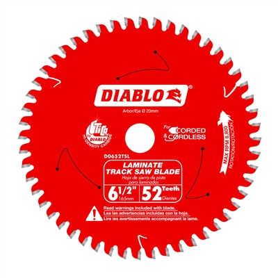 6 1/2" x 52T Diablo Carbide Track Saw Blade for Laminate