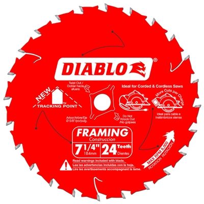7 1/4" x 24T Carbide Tipped Diablo Saw Blade