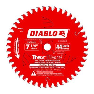 7 1/4" x 44T Carbide Tipped Diablo TrexBlade
