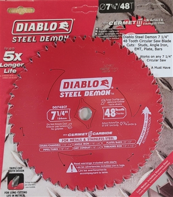 7 1/4" x 48T Cermet Diablo Saw Blade