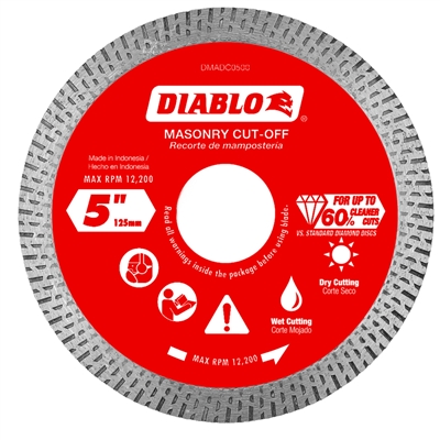 Diablo Diamond Continuous Rim Cut-Off Wheel - Masonry - 5" x .13" x 7/8"