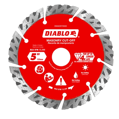 Chop Saw Wheel - Diamond Turbo Cut-Off Wheel - 5" x .13" x 7/8"