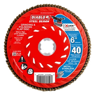Diablo Steel Demon Flap Disc  - 6" x 40G" x 7/8" X-Lock