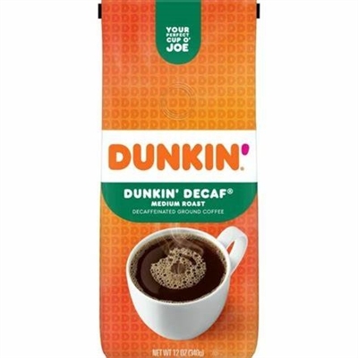 DUNKIN DONUTS DECAFFEINATED ORIGINAL BLEND Ground Coffee [6] CLEARANCE