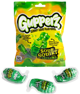 Gupperz Gummy Liquid Filled Popperz - Sour Squirt Grenades