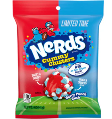 NFL Limited Edition Nerds Gummy Clusters Berry Punch Rush 5oz