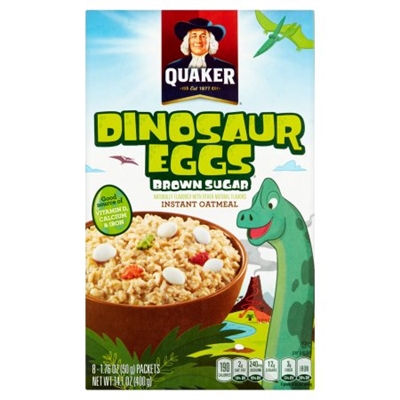 Quaker Instant Brown Sugar Oatmeal with Dinosaur Eggs (Packets) CLEARANCE