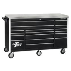 Extreme Tools Inc-72"  17 Drawer Triple Bank Roller Cabinet in Black