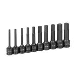 GRE1340H 10PC 1/2" DR 4" LENGTH FRAC HEX DRIVER SET