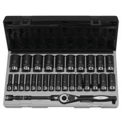 Grey Pneumatic-1/2" Dr. 29pc Metric Deep Duo-Socket Set - 6 Pt.